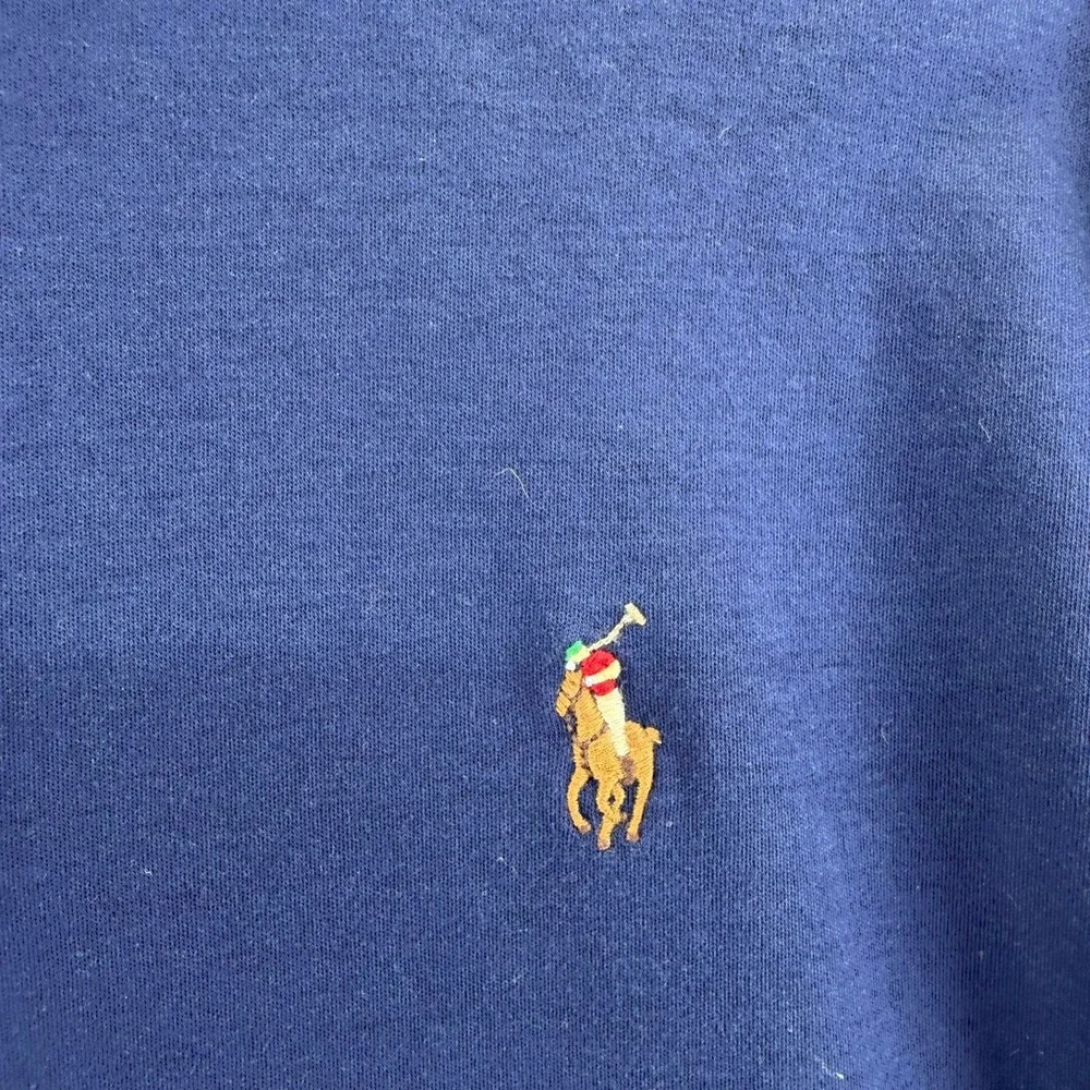 Polo Ralph Lauren Mens Large Long Sleeve Polo Shirt  Blue Classic Fit Flesh Pony